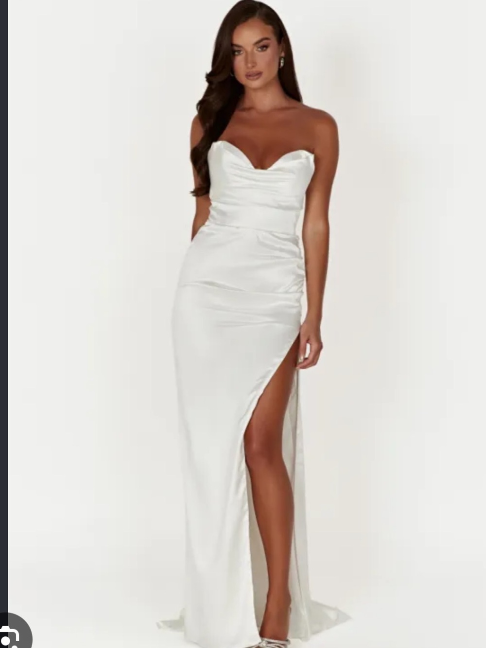 Meshki Strapless Satin Corset Gown in White